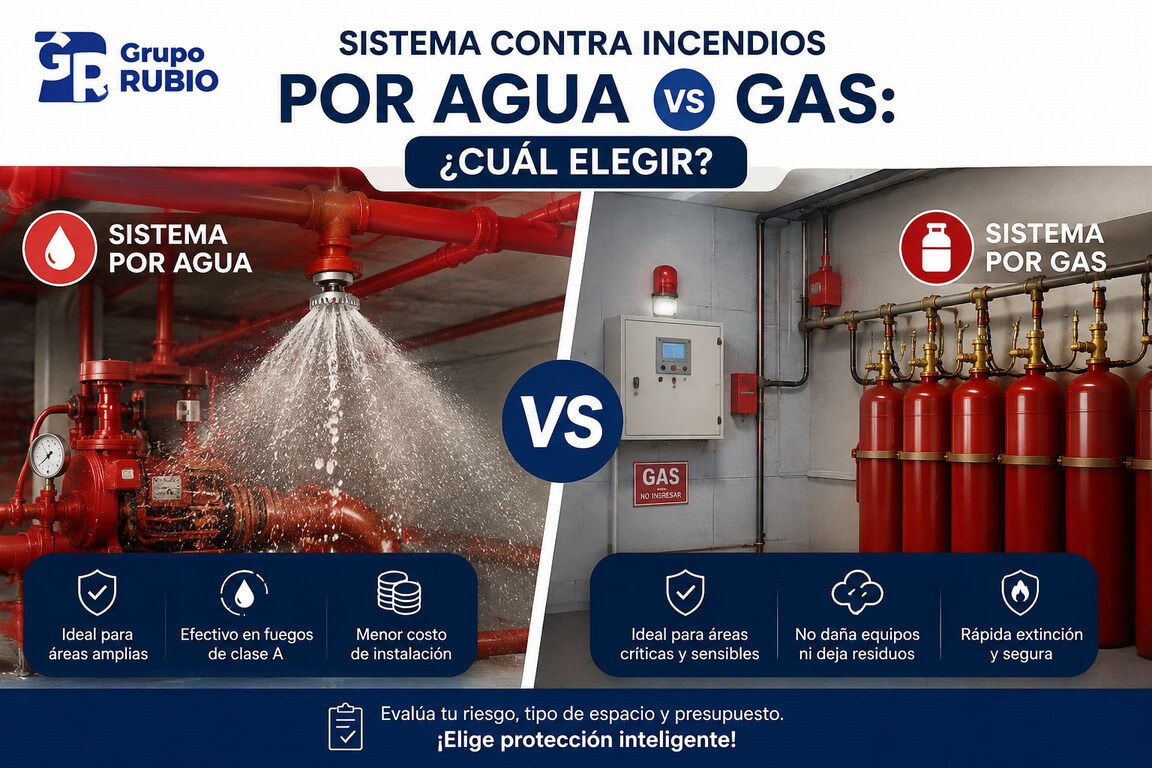 Sistema contra incendios por agua vs gas: ¿Cuál elegir?